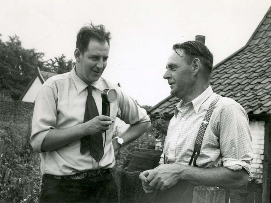 Peter Kennedy interviewing Edgar Button. Thebburton, Suffolk, 1956